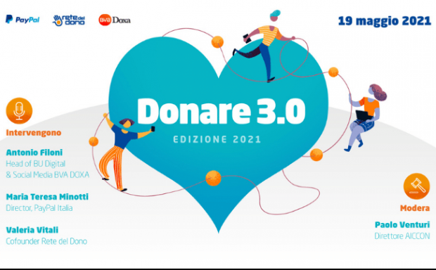 Donare 3.0 2021, la donazione digitale eguaglia il contante-